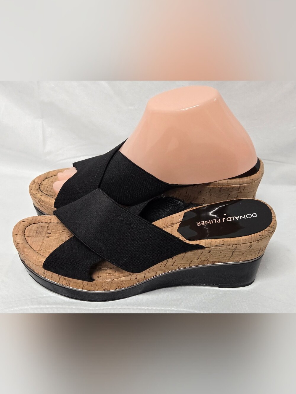 Donald J Pliner Cork Platform Dani-A Sandals Wedge Faux Stretch Straps 9